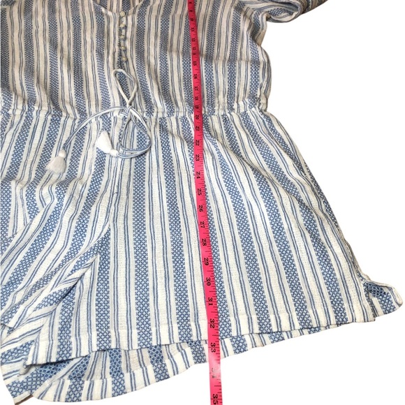 J. Crew Romper short Cotton Blue White Stripe Vacation Beach size L - Picture 10 of 11
